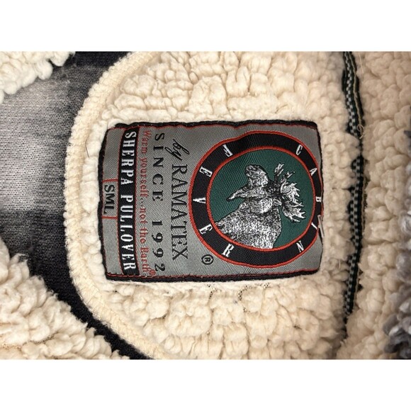 Cabin Fever By Ramatex Sherpa Quarter Zip Men's Small Black White Plaid Fleece - Picture 5 of 10